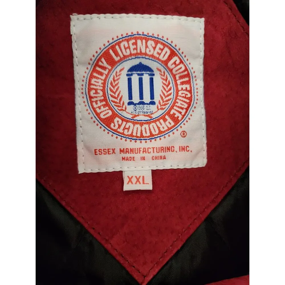 Arkansas Razorbacks XXL Red Gray Leather Suede Quilted Bomber Jacket Collegiate